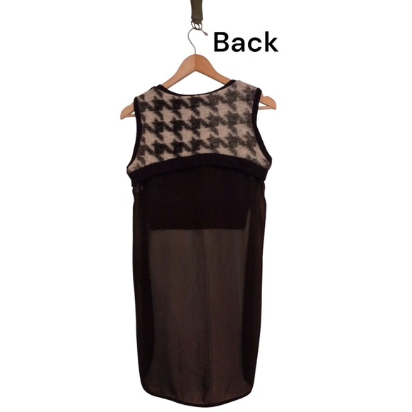 Waggon Paris Chic Blouse/Mini Dress Gingham Black/White Size Large Women Wool - Picture 2 of 10